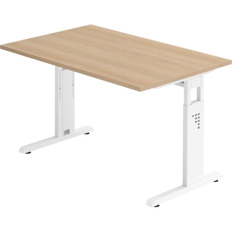 bümö Schreibtisch Serie-O Rechteck: 120 x 80 cm Eiche Weiß