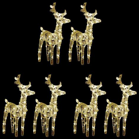 6 Rennes de Noël Lumineux Extérieur 240 LED Blanc Chaud Acrylique Décoration Jardin 8 Modes - PANGIVO (1/5)