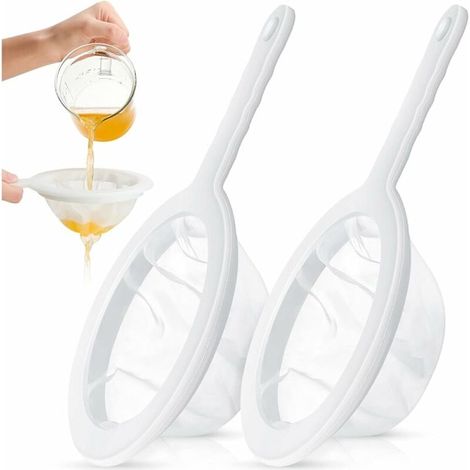 HOXILEELEO - Passoire à mailles fines, passoire en nylon, passoire à yaourt, passoire en plastique à mailles extra fines, mini passoire à jus, passoire à miel blanche avec poignée (1/5)