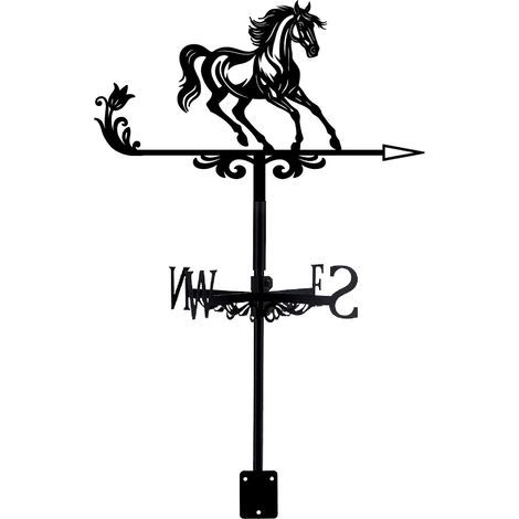 1 Wetterfahne, Pferd, Schwarzguss, wetterfest, 25,2 x 35,6 cm, für Garten, Dach, Bauernhof (1/5)