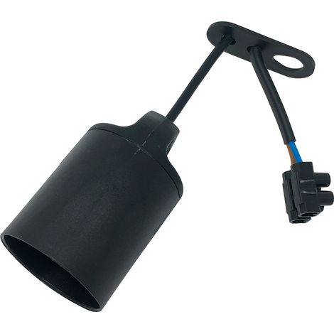 Portalámparas de obra e27 con cable y regleta conexión negro