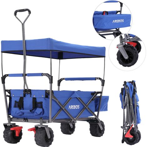 AREBOS Carrello a mano con tetto per trasporto Carrello per attrezzature Blu (1/5)
