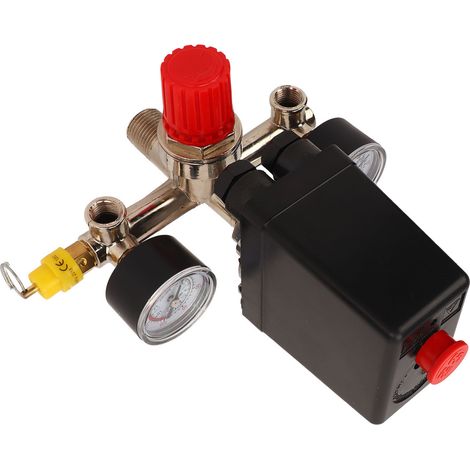 Kit de compresseur d'air avec pressostat, vanne de régulation et raccord rapide 3 en 1 en laiton américain. (1/5)