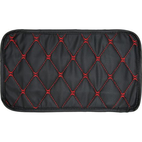 Coussin de boîte de rangement pour accoudoir de voiture, imperméable et anti-poussière, en cuir PU, avec couture rouge sur fond noir, housse de protection.