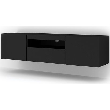 TV-MÖBEL TV-BODEN SCHWARZ MATT (NO LED) 150x37x42cm AURA