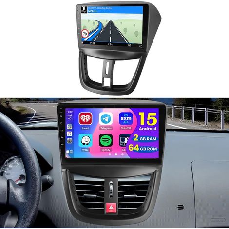 2+64GB Android Autoradio Wireless Carplay pour 207 2006-2015 Écran Tactile 9 Pouces Bluetooth Poste Radio Voiture avec GPS, Android Auto, Caméra de Recul, FM RDS Radio, WiFi, EQ (1/5)