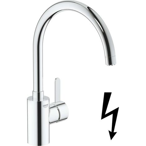 Grohe – Mitigeur monocommandé pour évier – Bec haut orientable – Hauteur 354 mm – Finition chrome – Cartouche céramique SilkMove 35 mm (1/10)