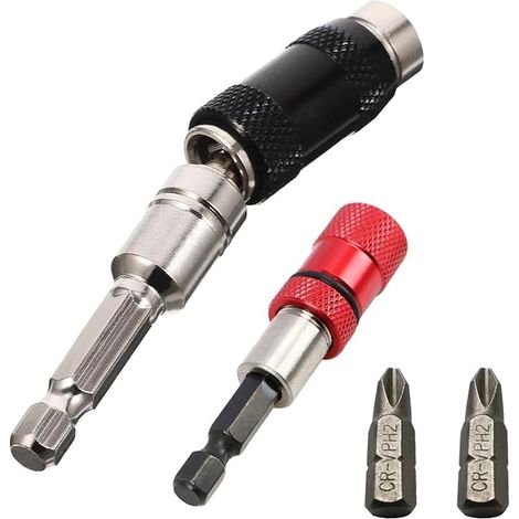 Screwdriver Bit Holder, 1/4 Inch Magnetic Quick Change Bit Holder + Swivel Bit Holder with 2 Short Screw Bits, Magnetic Hex Shank Screwdriver Bit Holder (1/5)