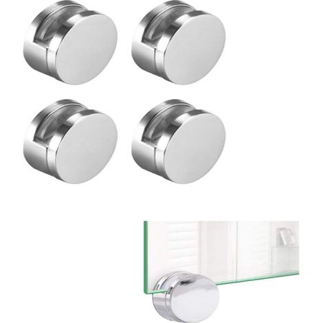 [4Pcs] Adjustable Frameless Rectangle Glass Shelf Brackets Heavy Duty Fixing Brackets Shelf Clips (1/4)