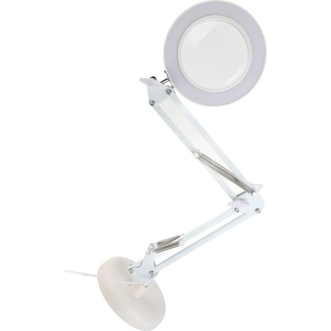 Loupe de bureau grossissante 8x, luminosité réglable sur 10 niveaux, 64 LED, lampe de bureau avec bras pliable pour gravure et impression au bureau. (1/5)
