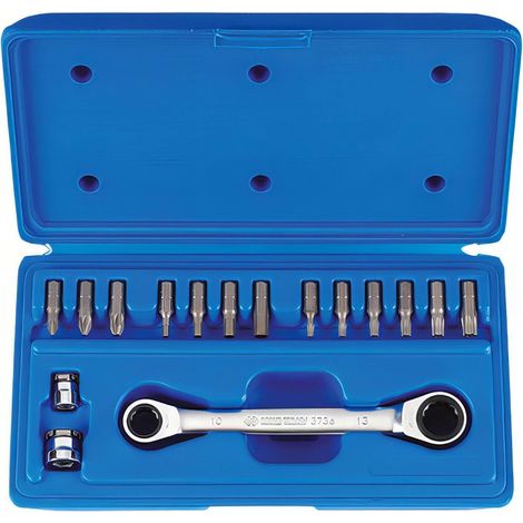 Coffret de Clé Mixte à Cliquet Polygonales Métriques avec Jeux d'Embouts Tournevis, Set de 13 Pièces