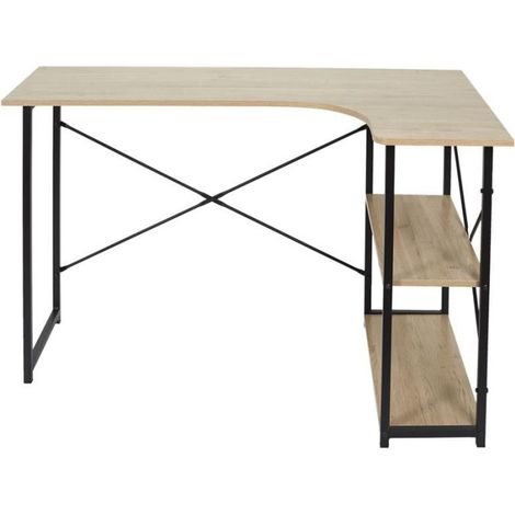 Bureau d'Angle Déco "Job" 120cm Noir & Naturel (1/5)