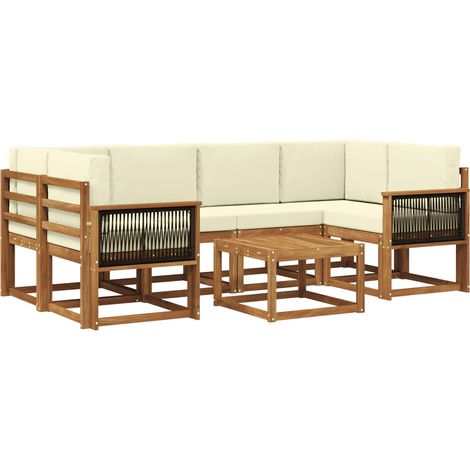 Set di divani da esterno 5 pz 6-Posti Naturale e Crema vidaXL (1/5)
