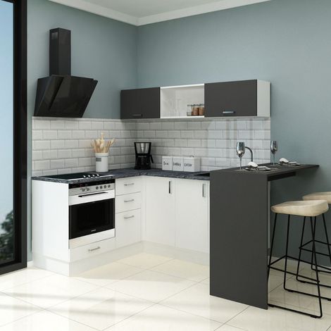 Cucina angolare 180x160 con penisola reversibile colore bianca e nera Matera (1/7)