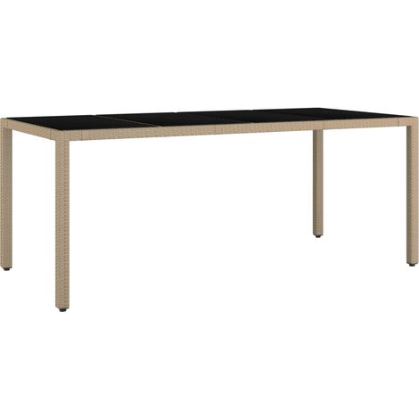 Maison Exclusive - Gartentisch mit Glasplatte Beige Poly Rattan &