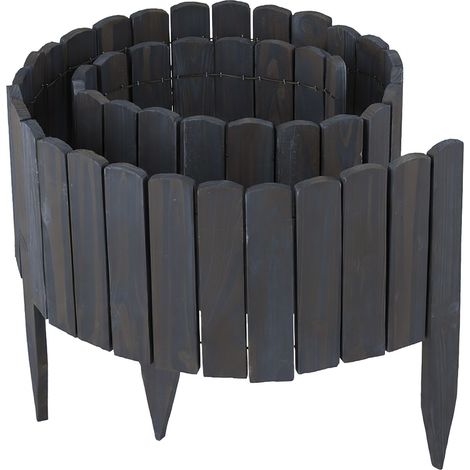Relaxdays bordura aiuole 200 cm, flessibile, altezza 20 cm, da inserire, abete, antracite