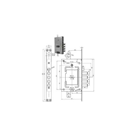 SERRATURA TRIPL. APPLIC. C/SCR. MULTIF. D/M + D/M BLIND. REVERS. 2756  chiave mm.92 (275601)    CR