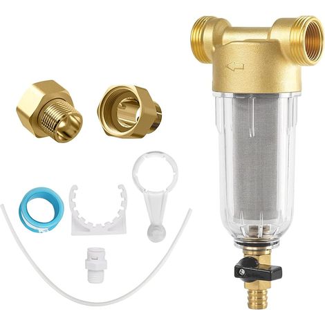 Filtre à Eau 1 Pouces Préfiltre à Sédiments pour G 3/4 ", Filtre fin pour Robinet d'eau potable, Purificateur d'eau Traitement de Filtre l'eau, Système de Filtration d'Eau (1/5)