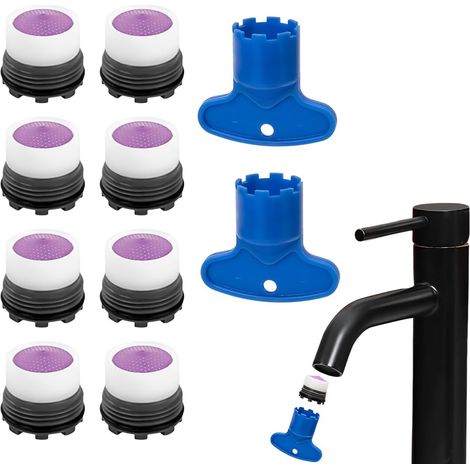 Mousseur Robinet M16.5, 8 Pièces Aérateur de Robinet avec 2 Clé, Filtre Robinet Économiseur d'Eau pour Cuisine Salle de Bain,mousseur robinet,filtre robinet (1/5)
