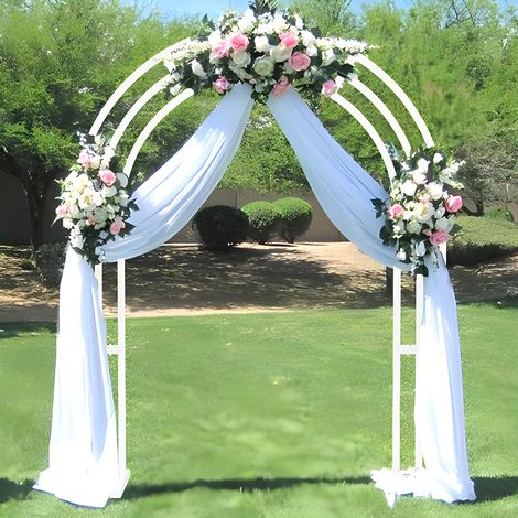 2.6m Free Standing Circular Garden Arch Flower Stand 3 Poles Moon Door Archway Backdrop (1/5)