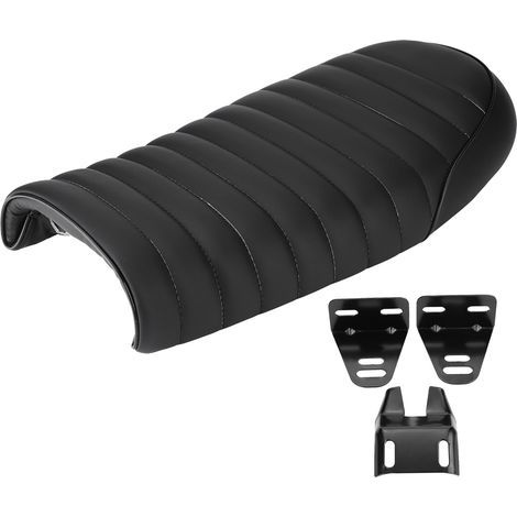 Selle Moto Vintage Cuir PU Café Racer Coussin Plat pour CG125 GN CB400SS (1/5)