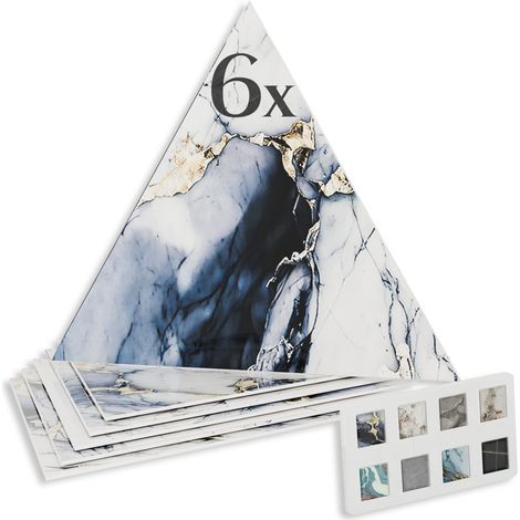 HEXIM Marmorplatten Optik Dreieck Set 6 Stück SPC Dekor Fliesen innen außen: 80113, 6 Stück