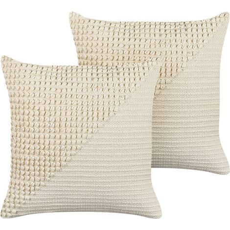 Set di 2 cuscini decorativi fantasia geometrica 45x45cm beige chiaro Pellaea (1/5)