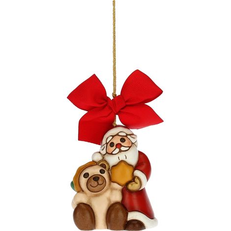 THUN - Addobbo Natalizio Babbo Natale con Teddy Maxi - Ceramica - Linea Natale - Living, Arredare la Casa - 6,2x5,5x7,5 cm h (1/2)