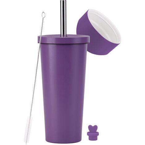 Tasse Thermos - 710 ml - Acier Inoxydable - Double Paroi - Avec Paille Réutilisable Et Bouchon - Pour Boissons Chaudes Ou Froides (1/5)