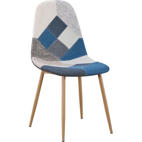 Sillas Comedor - Silla Teok Patchwork - Azul (1/5)