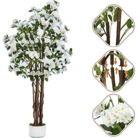Árbol de osmanto en maceta de aspecto realista, follaje realista, fácil montaje, 180 cm. (1/2)