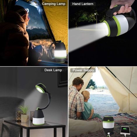 Lampe Torche Camping Rechargeable 3 en 1 Lampe de Table Lanterne Camping Tente Lampe de Poche Déformable Lampe de travail Avec 2000mAh Batterie LED Extérieur Intérieur Pour Randonnée (1/3)
