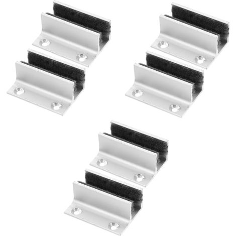 6 pièces guide de sol pour porte en verre, aluminium, réglable (1/5)