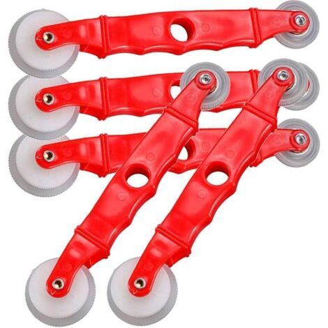 Lot de 5 outils de laminage pour vitrage - Pelle et rouleau pour pose de bandes d'étanchéité, plastique ABS + PVC - Rouge - 21,5 x 4,2 cm - Pour réparation de fenêtres et portes