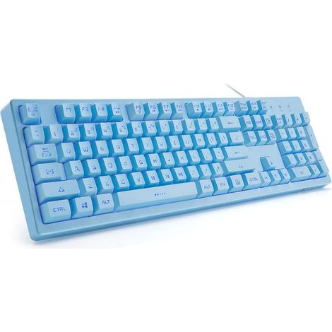 Clavier rétroéclairé LED 7 couleurs, 104 touches, silencieux, anti-ghosting 19 touches, clavier gaming économique, sensation mécanique, étanche, filaire USB pour ordinateur, Mac, ordinateur portable (1/5)