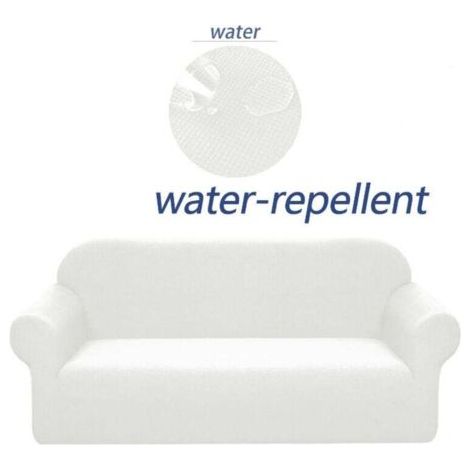 Housse de canapé stretch, imperméable et résistante aux éraflures pour canapé 2 place Motif élégant Avec rouleaux de mousse antidérapante (canapé 2place,blanc pur)-145-185cm (1/4)