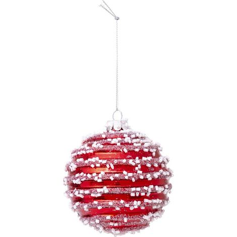 Boule de Noël en Verre "Perles" 9cm Rouge