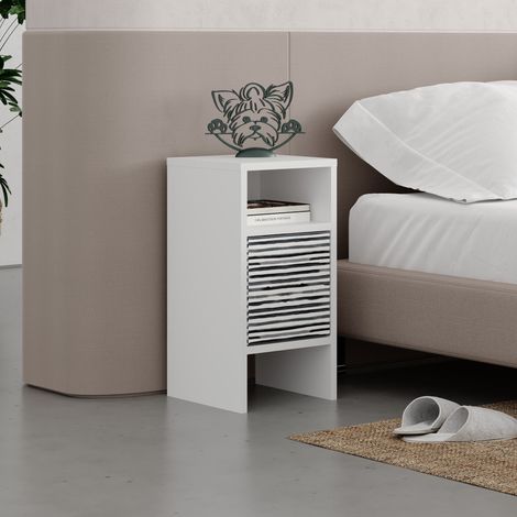 Decortie Grandmas Modern Nachttisch Weiß Zebra 29.6cm Schmal (1/5)