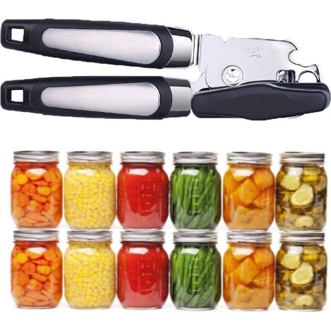 Abrelatas manual multifuncional y potente fabricado en acero inoxidable, utensilio de cocina. (1/5)