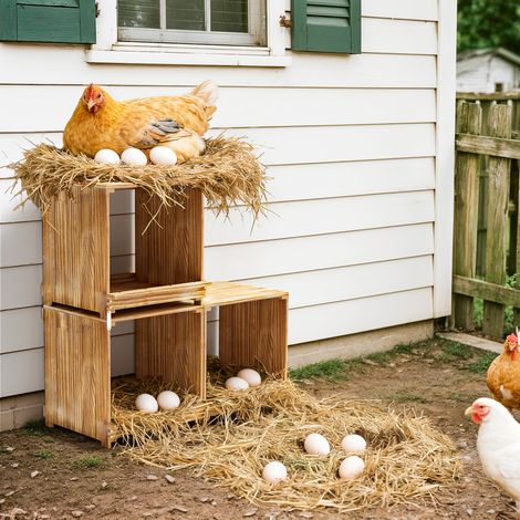 BingoPaw Durable Wooden Chicken Nesting Boxes for Chicken Coop Laying Eggs for Hens Ducks and Poultry