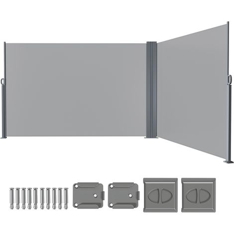 TolleTour Toldo lateral doble retráctil 180 x 600 cm, pantalla de privacidad exterior para balcón, terraza y jardín, gris (1/5)