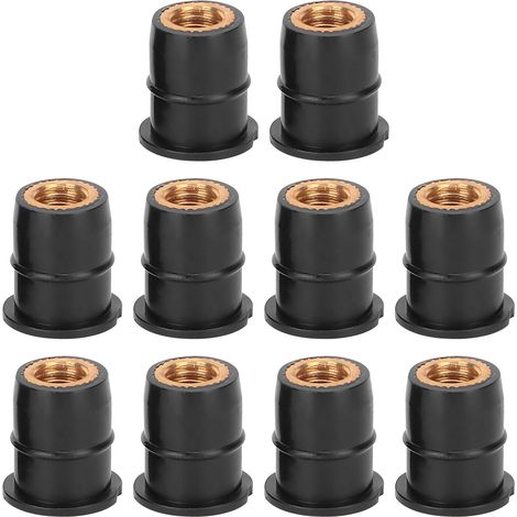 10 pièces bien écrou M6x0.8mm caoutchouc captif laiton pour moto ATV pare-brise corps (1/5)
