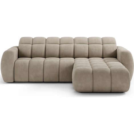 Canapé d’angle convertible 4 places tissu FENKA 288cm – Assise électrique & têtières réglables angle droit-Taupe-angle droit (1/5)