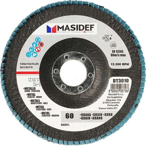 Disco abrasivo lamellare D.125x13mm gr 60 univ