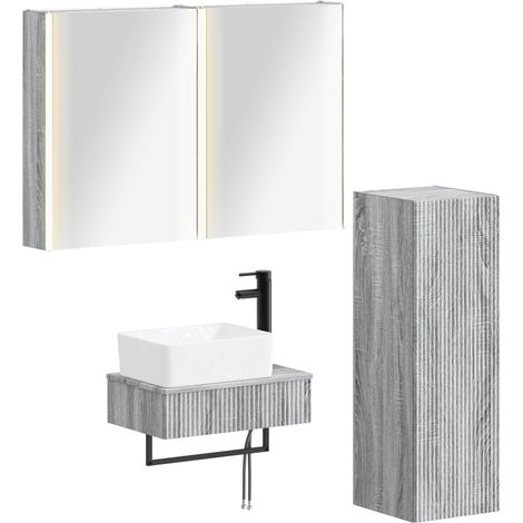 Bathroom Furniture Set 4 pcs Grey Sonoma vidaXL (1/5)