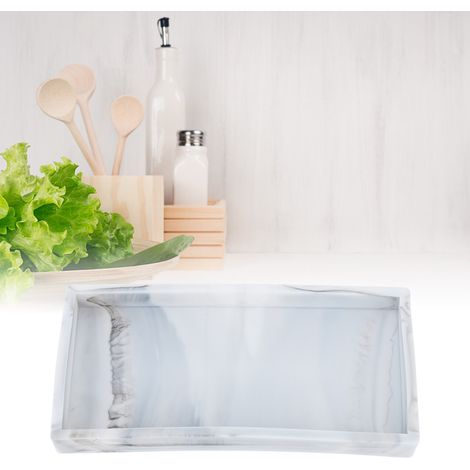 Plateau de rangement en silicone pour salle de bain, cuisine, salon, coiffeuse, clés, cosmétiques et bagues - petit coloris marbre. (1/5)