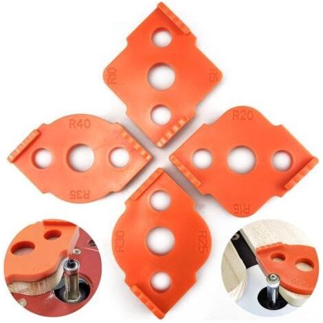 – 4pcs radius router jigs – R5 to R40 angle gauges – Corrosion resistant ABS material – For precise woodworking (1/5)