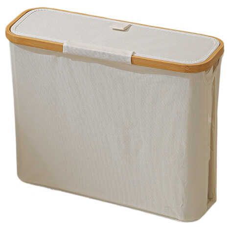 Portarotolo di carta igienica con coperchio e maniglia, adatto per l'uso in bagno, pieghevole, contiene da 9 a 12 rotoli di carta igienica, lati trasparenti, può essere riposto singolarmente - beige.