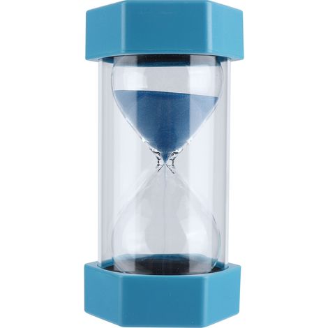 Sablier hexagonal 30 minutes, minuterie en verre bleu pour salle de classe, maison, bureau, cuisine. (1/5)