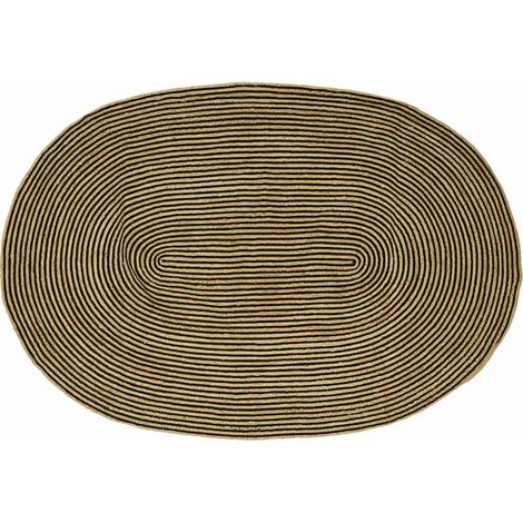Alfombra Natural y negro 152 x 245 cm yute